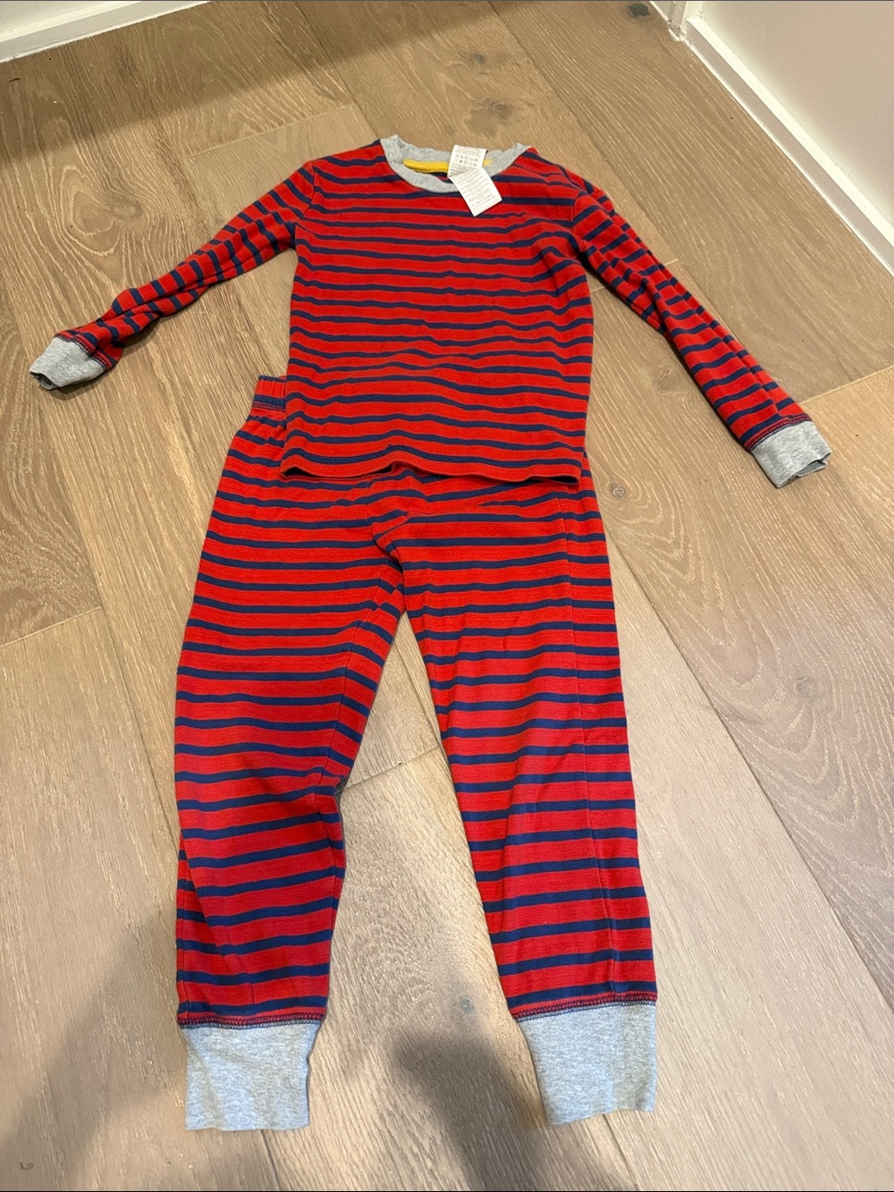Mini Boden Red & Navy Striped Kids Pajama Set